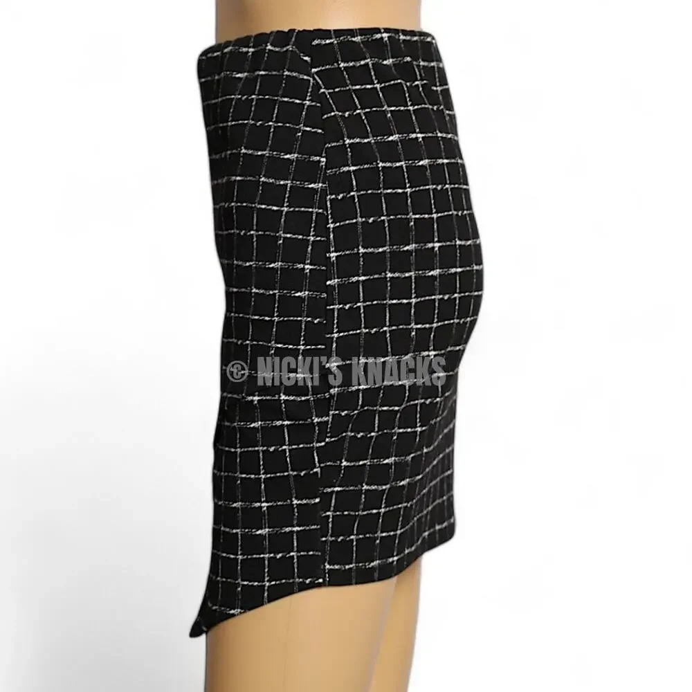 Windsor Mini Skirt Size S Black White Wrap Grid Y2K Edgy Asymmetrical Clubwear